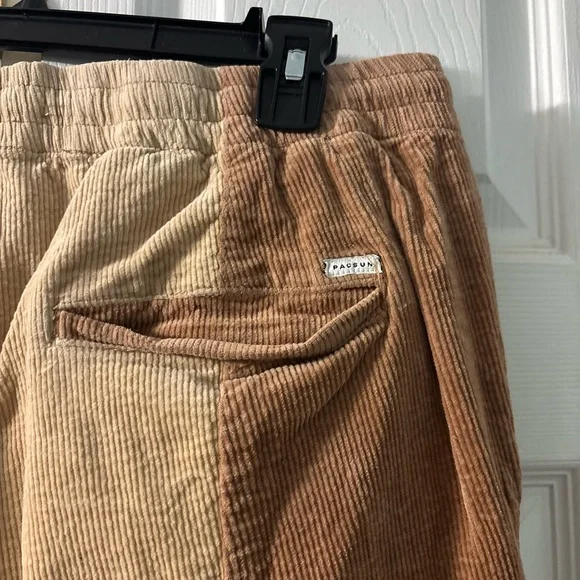 PacSun Men's Corduroy Patchwork Pants - Brown and Cream - Picture 5 of 5